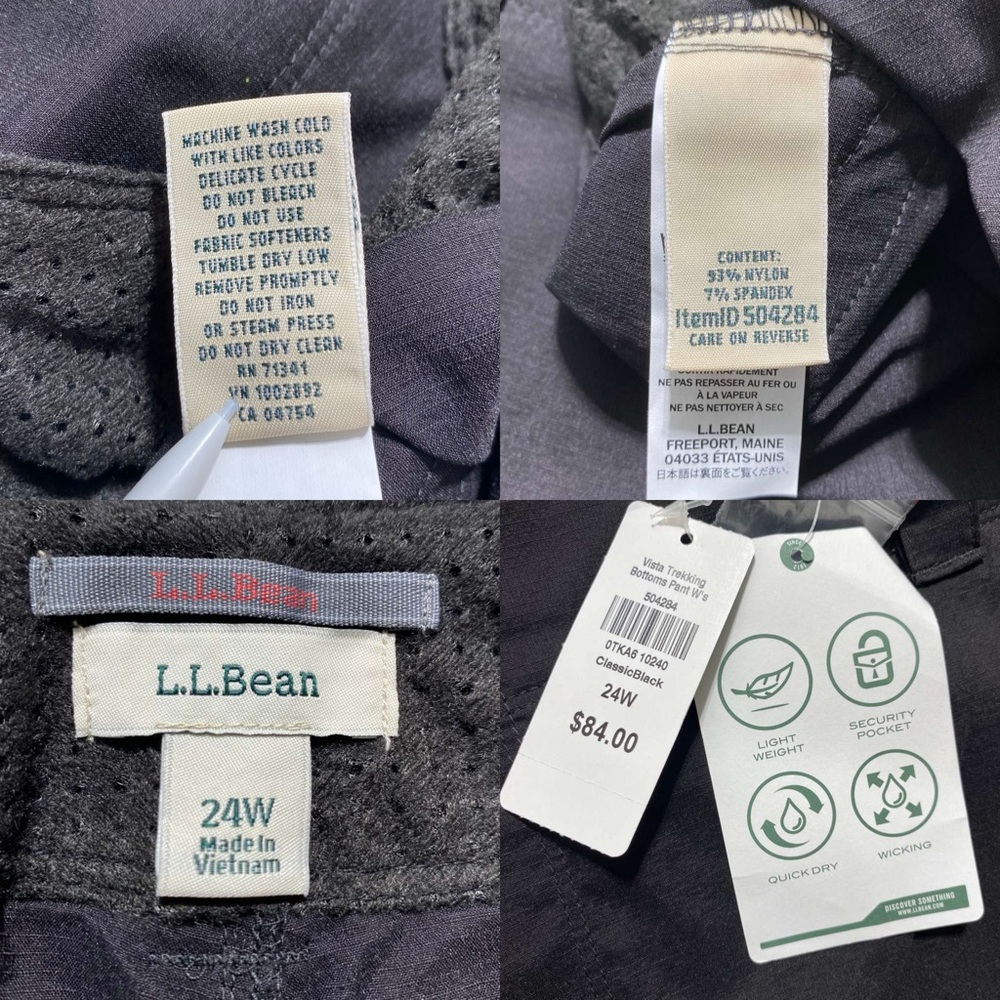 LL Bean Womens Vista Trekking Pants Size 24W Black‎ Quick Dry Lightweight - Picture 13 of 13